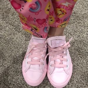 Girls Pink Leather Converse Shoes Size 12